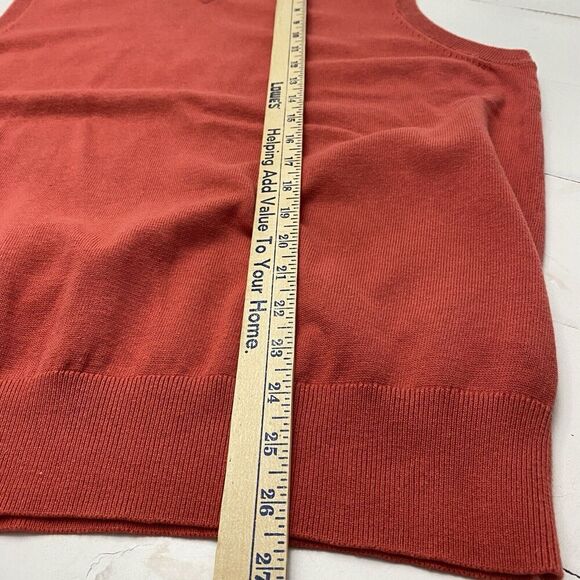 Lot of 2 V Neck IZOD Red Orange & WH Belk Blue Cotton Sweater Vests Men's Size L - Picture 9 of 16